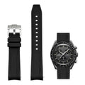 Cinturino in gomma nero con riga nera 20mm per Omega x Swatch MoonSwatch con sgancio rapido