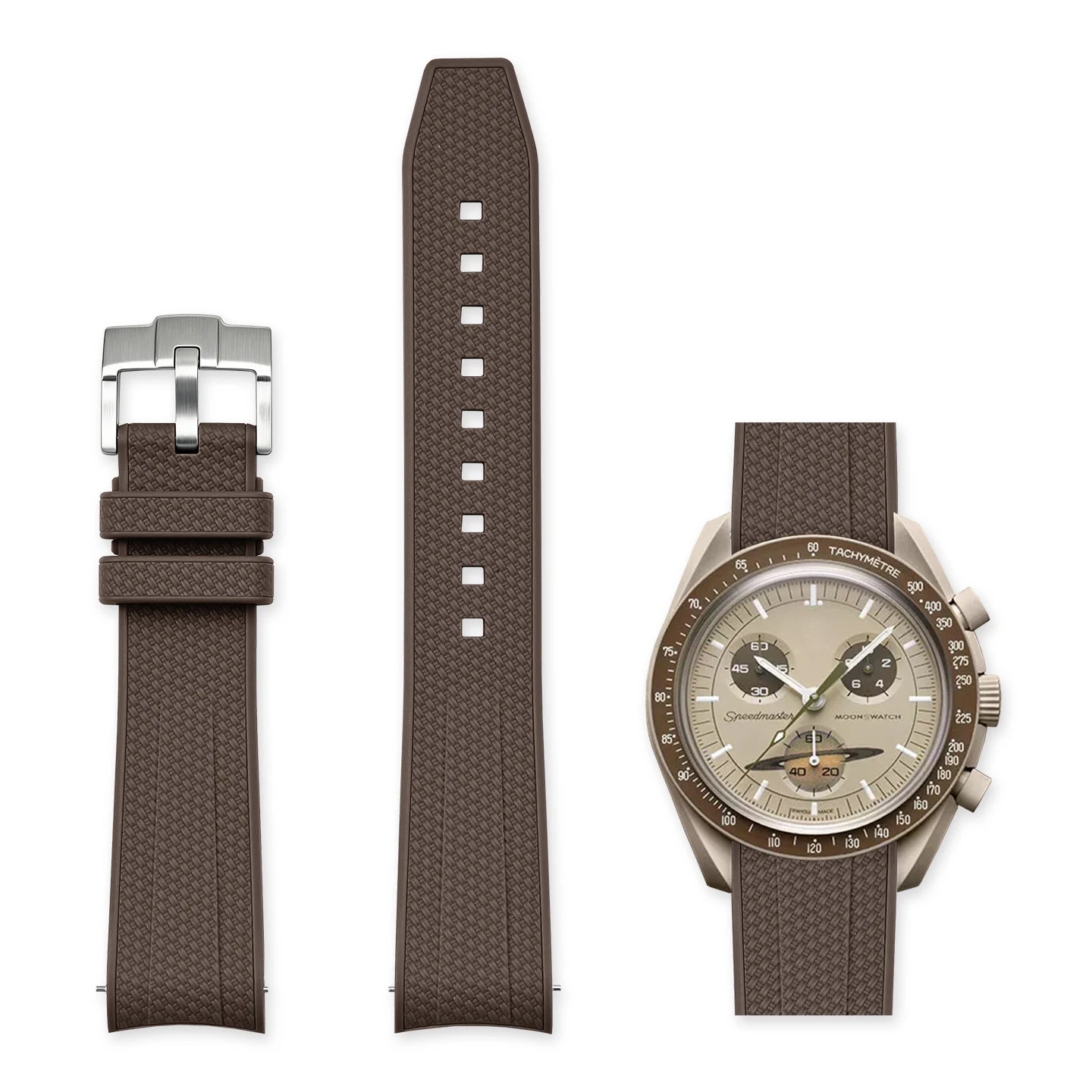 Cinturino in gomma marrone 20mm per Omega x Swatch MoonSwatch con sgancio rapido