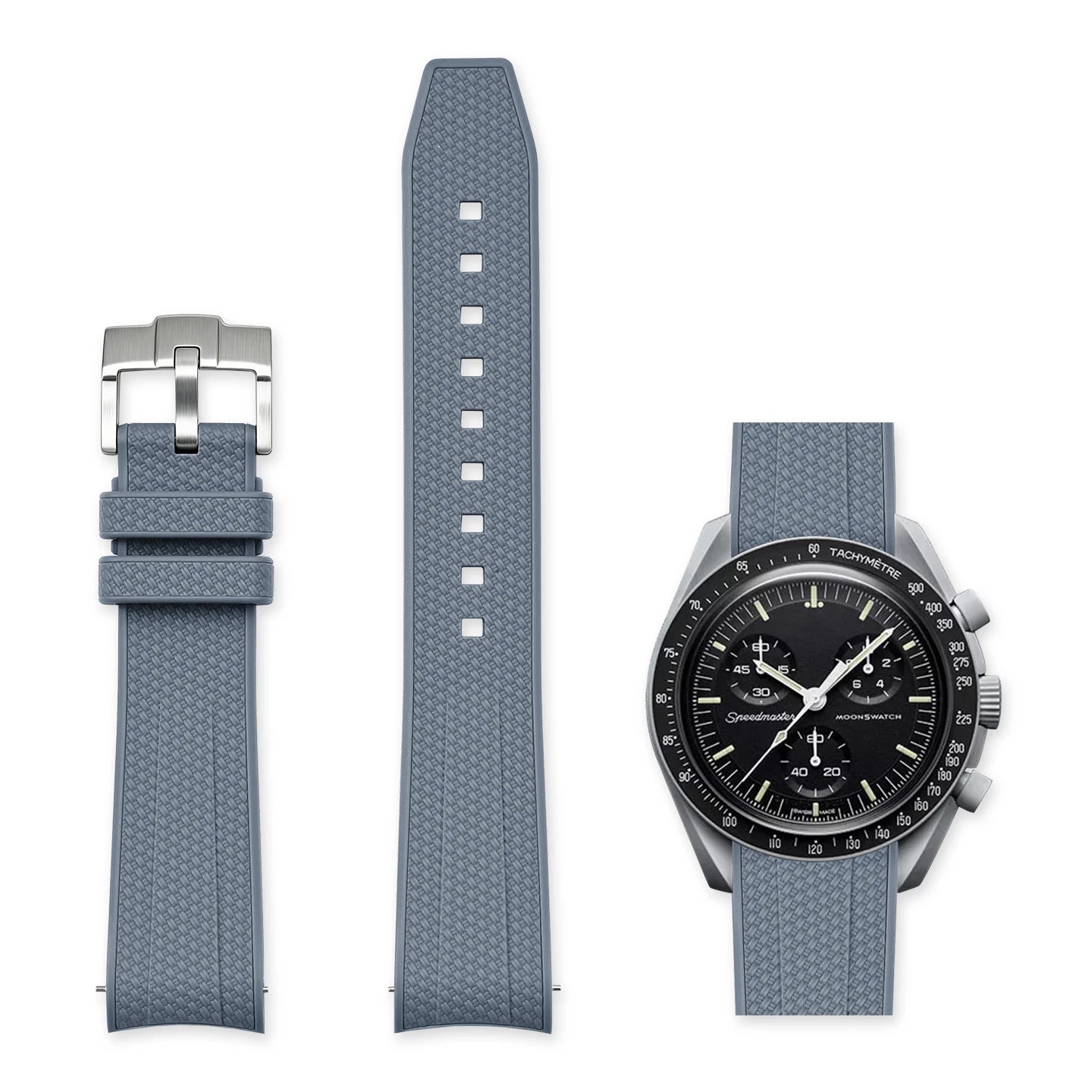 Cinturino in gomma grigio 20mm per Omega x Swatch MoonSwatch con sgancio rapido
