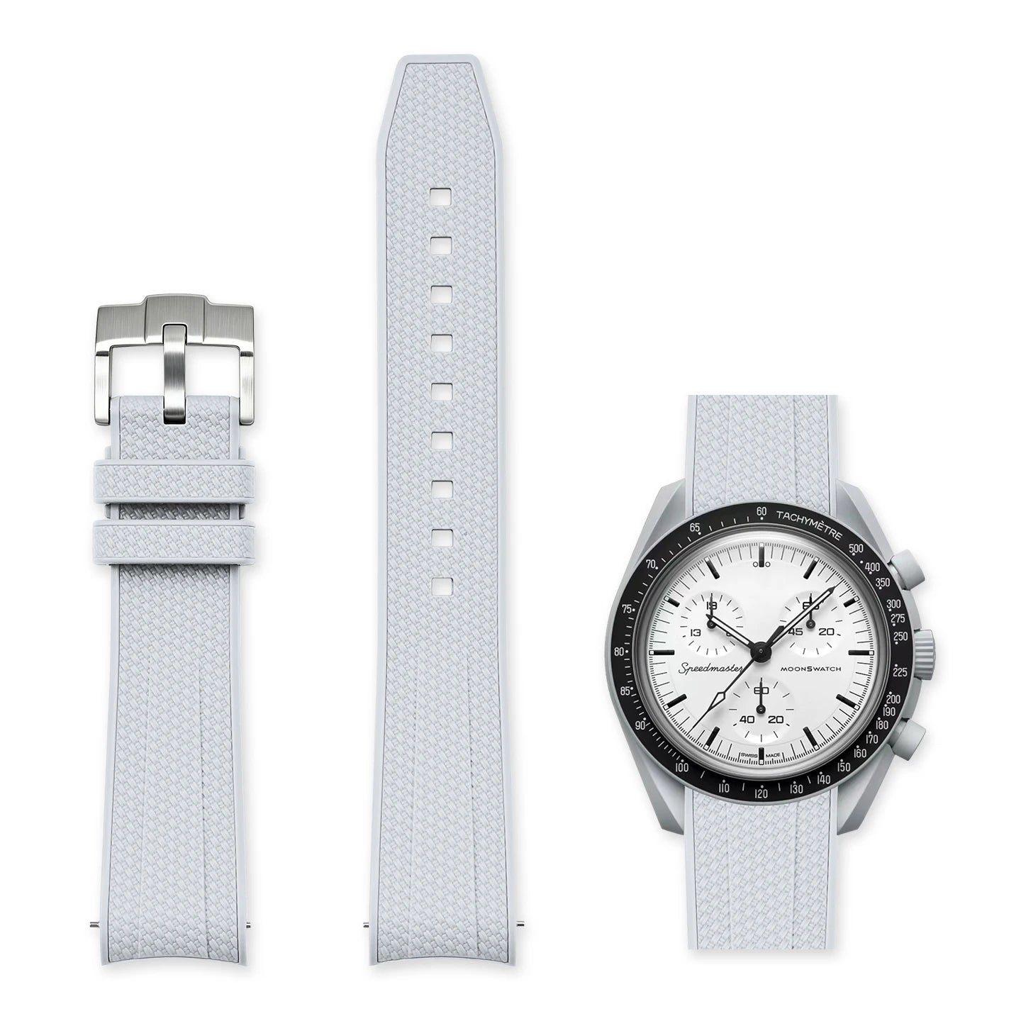 Cinturino in gomma grigio chiaro 20mm per Omega x Swatch MoonSwatch con sgancio rapido