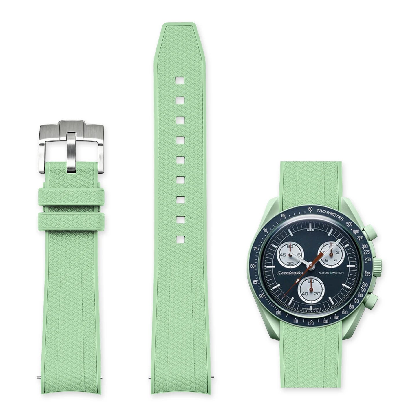 Cinturino in gomma verde 20mm per Omega x Swatch MoonSwatch con sgancio rapido