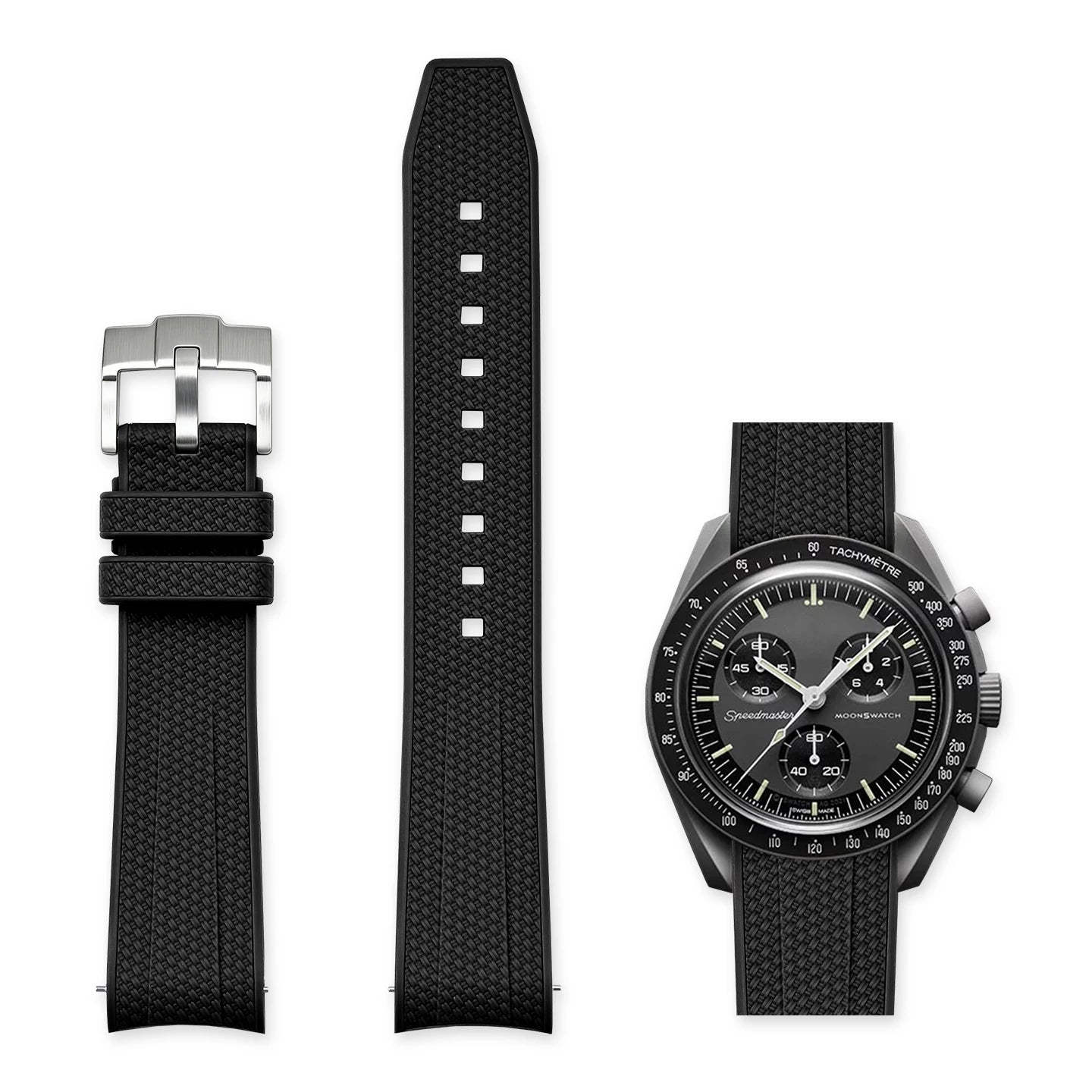 Cinturino in gomma nero 20mm per Omega x Swatch MoonSwatch con sgancio rapido