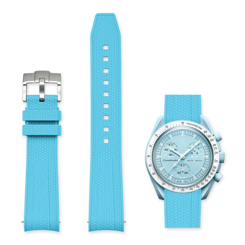 Cinturino in gomma azzurro 20mm per Omega x Swatch MoonSwatch con sgancio rapido