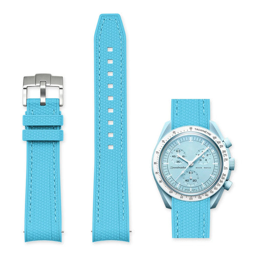 Cinturino in gomma azzurro e blu 20mm per Omega x Swatch MoonSwatch con sgancio rapido