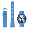 Cinturino in gomma blu scuro e blu 20mm per Omega x Swatch MoonSwatch con sgancio rapido